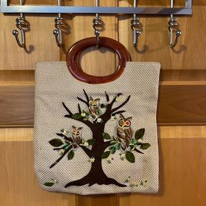 Vintage embroidered owl bag